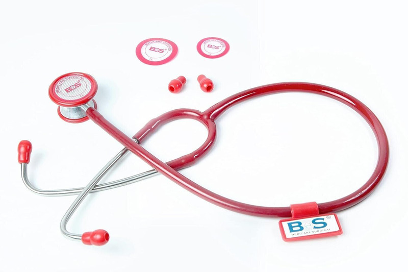 HCG Healthcure generation Stethoscope Cardio Dual Head ( Bosm 17) (Red) bosm 17 Stethoscope Ear Knobs(Red)
