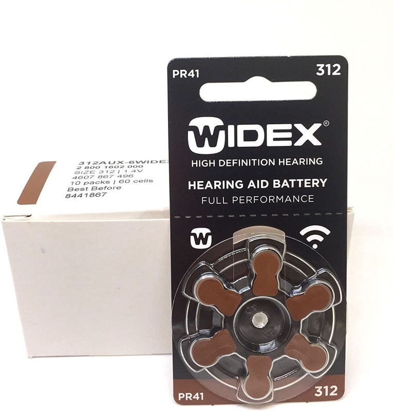 Widex hearing aid battery Size 312 (PR41) (1 Packet=6 Batteries) hearing aid battery Size 312-01 Stethoscope Case(Brown)