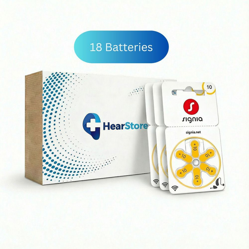 Signia Hearing Aid Battery Size 10- Pack of 30 Batteries with Hearstore Storage Box for Long Battery Life Stethoscope Case(Yellow)