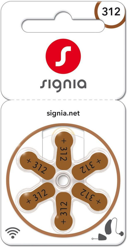 Signia Hearing Aid Battery 312- 6pcs 10966598 Stethoscope Case(Brown)