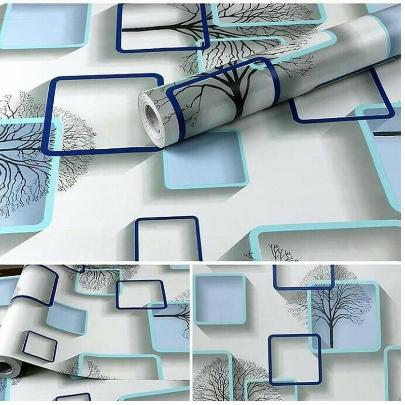LAAYO 250 cm x 45 cm Waterproof Abstract Vinyl Wallpaper(Blue)