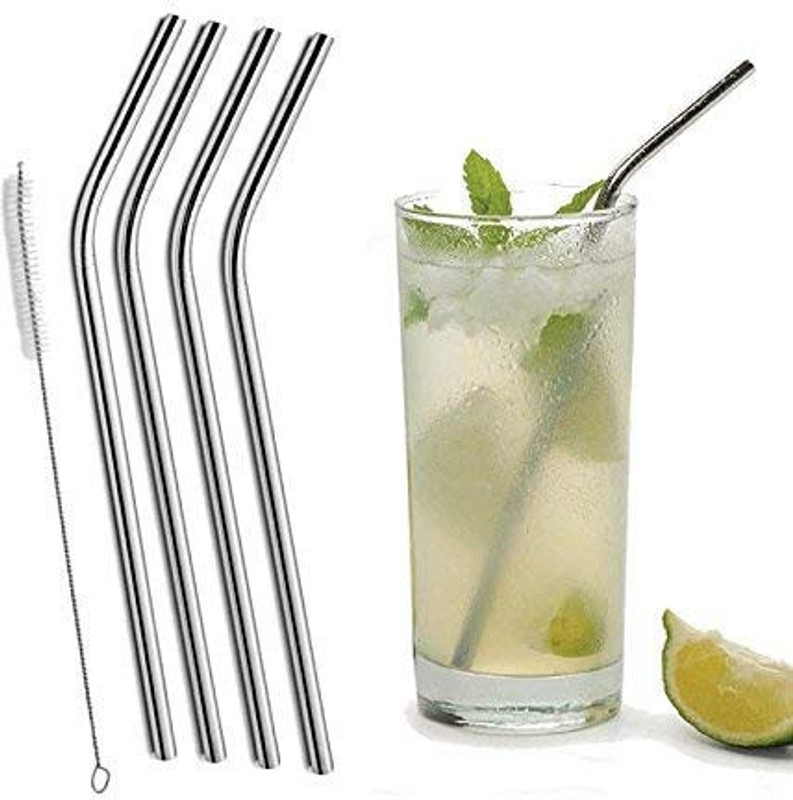 TDPicks Premium Reusable Straw Set Stainless Steel 22 cm Stirrer(Grey Pack of 5)
