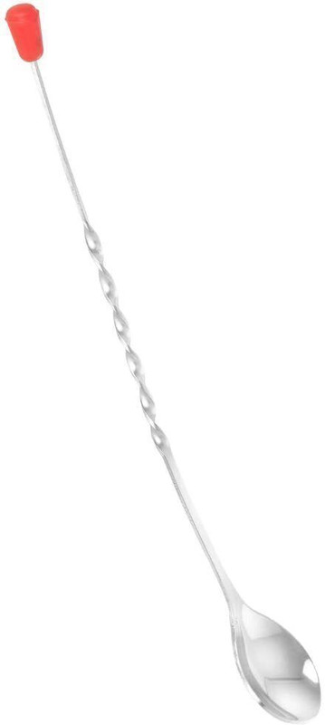 Fableart Red Knob Bar Spoon Stainless Steel 28 cm Stirrer (Silver, Red Pack of 1) Stainless Steel 28 cm Stirrer(Silver, Red Pack of 1)