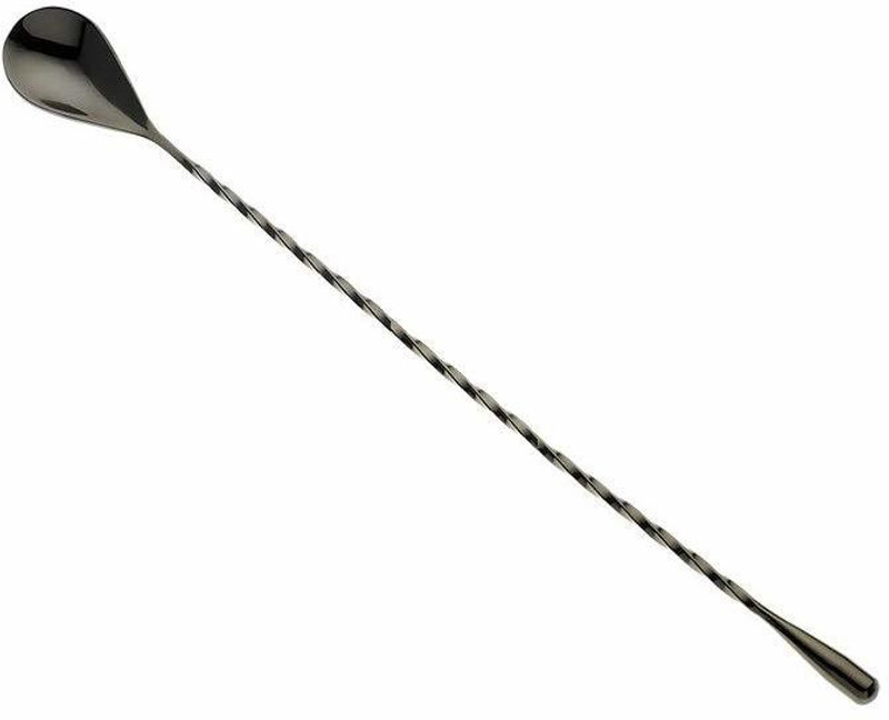 Dynore Stainless Steel Black Matt Teardrop Twisted Design Bar Spoon/ Stirrer Steel 30 cm Stirrer(Black Pack of 1)