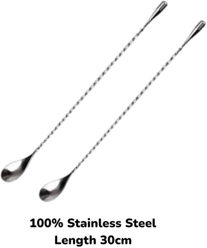 LEKHA LEKHA TEARDROP BAR SPOON 30CM Stainless Steel 30 cm Stirrer(Steel Pack of 2)