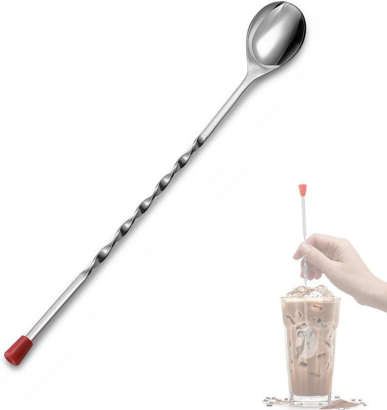 mapperz Bar Mixing Spoon Long Handle-Drink Stirrers Cocktail Spiral Pattern Stainless Steel 28 cm Stirrer(Steel Pack of 1)