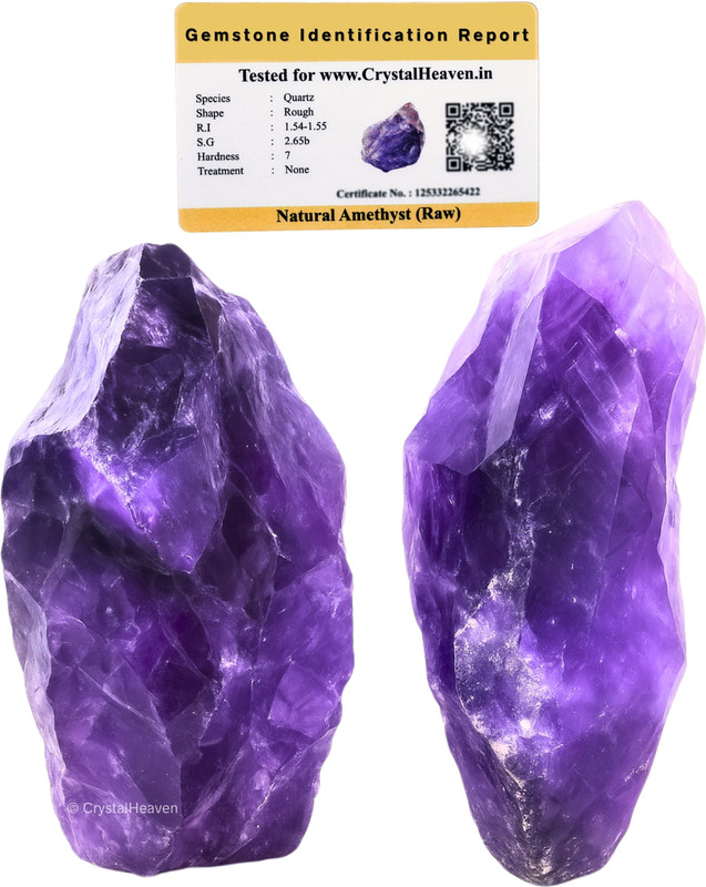 Crystal Heaven Certified Amethyst Rough Stone For Reiki Healing (2 Pieces) Regular Round Crystal Stone(Purple 2 Pieces)