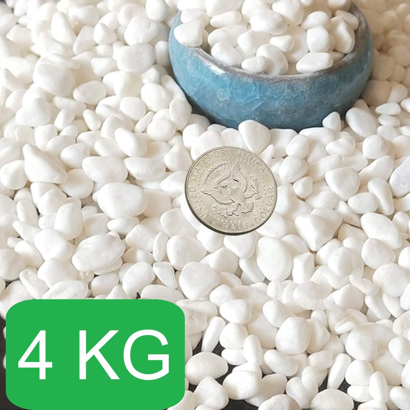 AFAST 5 KG Polished White Pebble for Aquarium, Plant Pots & Home Garden Decoration Polished Asymmetrical Marble Pebbles(White 5 kg)