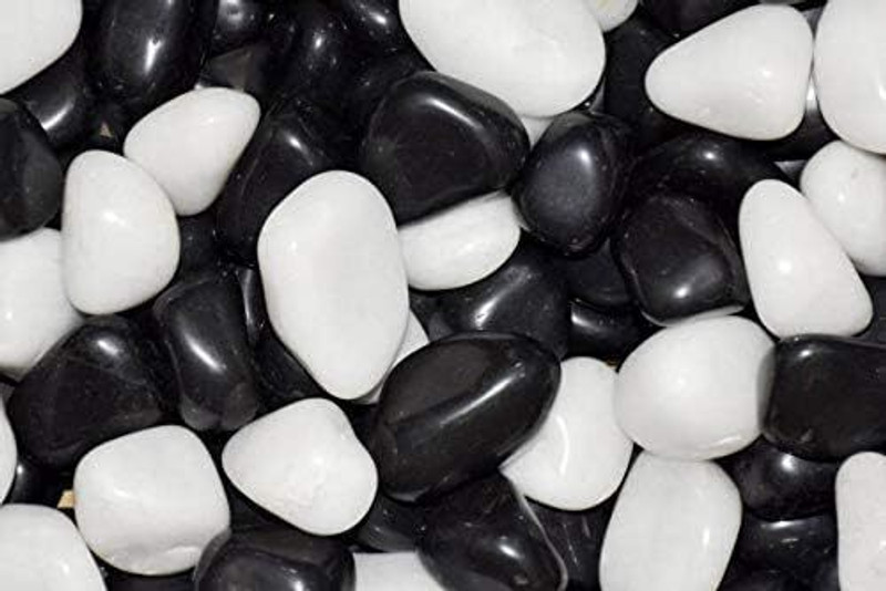 Scroll Store SS005 Polished Round Rock Stone(Black, White 1 kg)