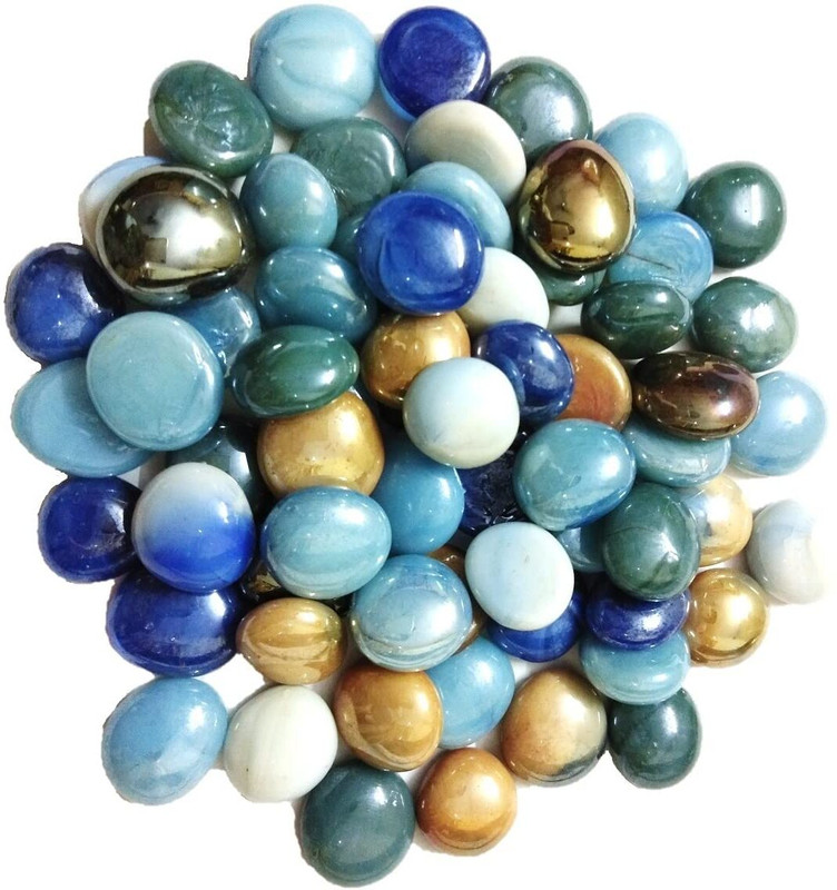 Colour Stone Round Glass Pebbles Decorative Stone For Home Garden Outdoor Decor (450 grams) Polished, Regular, Painted Round Fire Glass Pebbles(Multicolor 450 g)