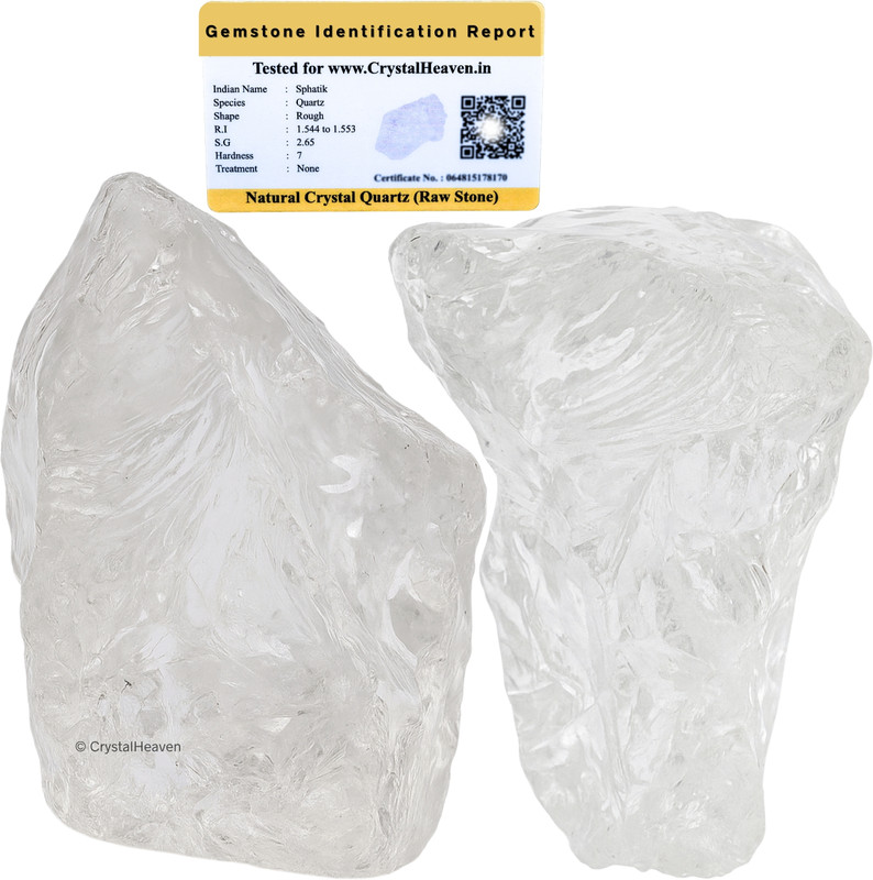 Crystal Heaven Certified Premium Clear Quartz Rough Stone for Confidence(2 Pieces) Regular Round Crystal Stone(White 2 Pieces)