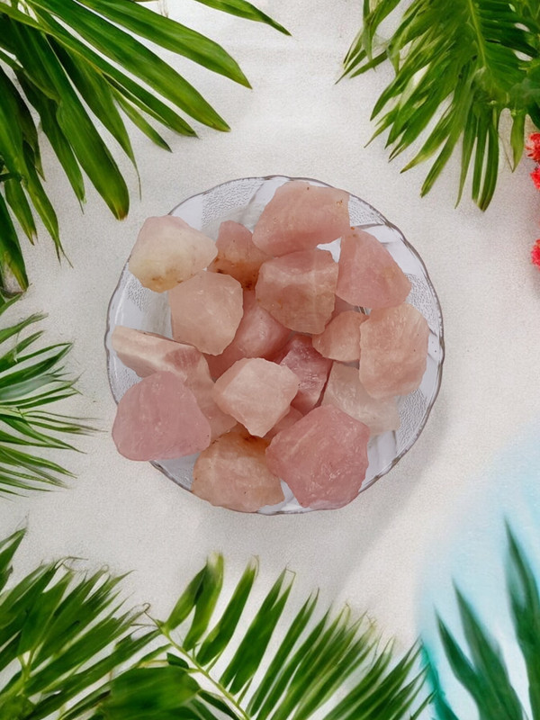 Crystaline rose quartz raw Regular Asymmetrical Quartz Stone(Pink 3 Pieces)