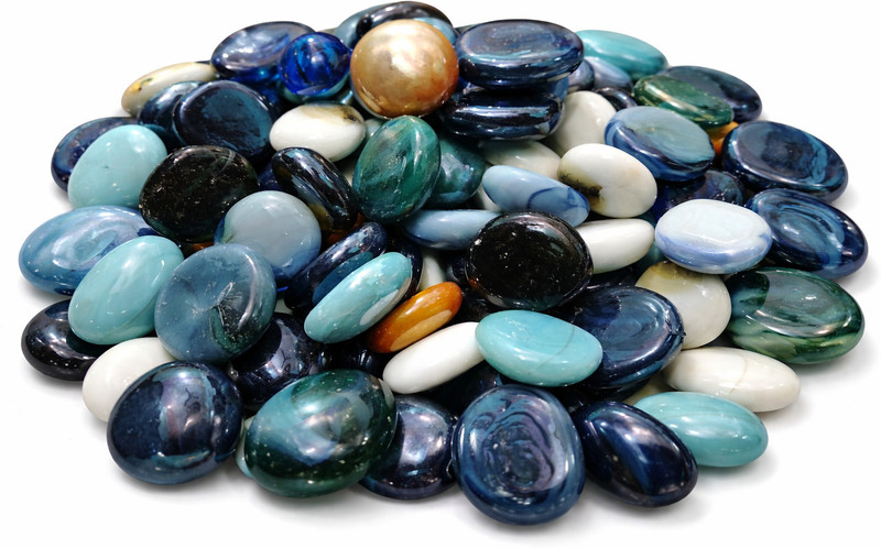 DECORQUIZ Glass pebble 250 gram only Regular Oval Fire Glass Pebbles(Multicolor 250 g)
