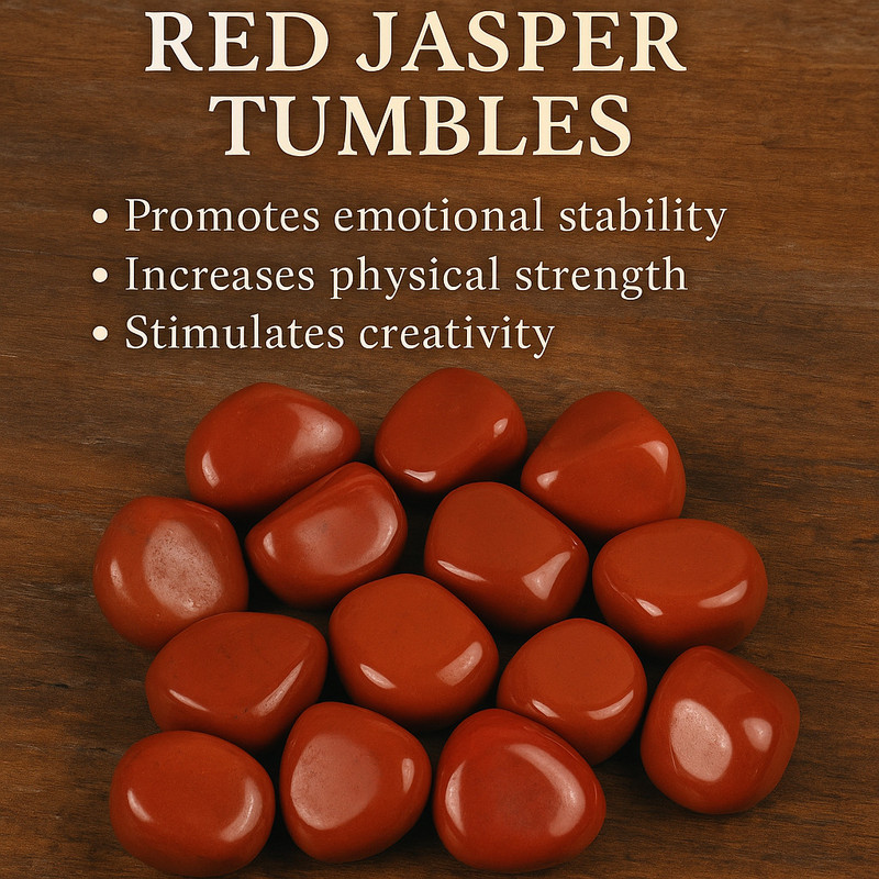 ABABILCRYSTAL 98016 Polished Round Jasper Pebbles(Red 100 g)