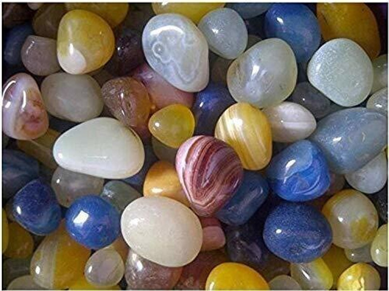 PIKVY Decorative Shiny Polished Smooth Small Size Onyx Stone Pebble For Aquarium Fish Tank Plant Pots Garden Home Table & Outdoor Decoration Polished, Regular Asymmetrical, Round, Oval Onyx Pebbles(Multicolor 500 g)