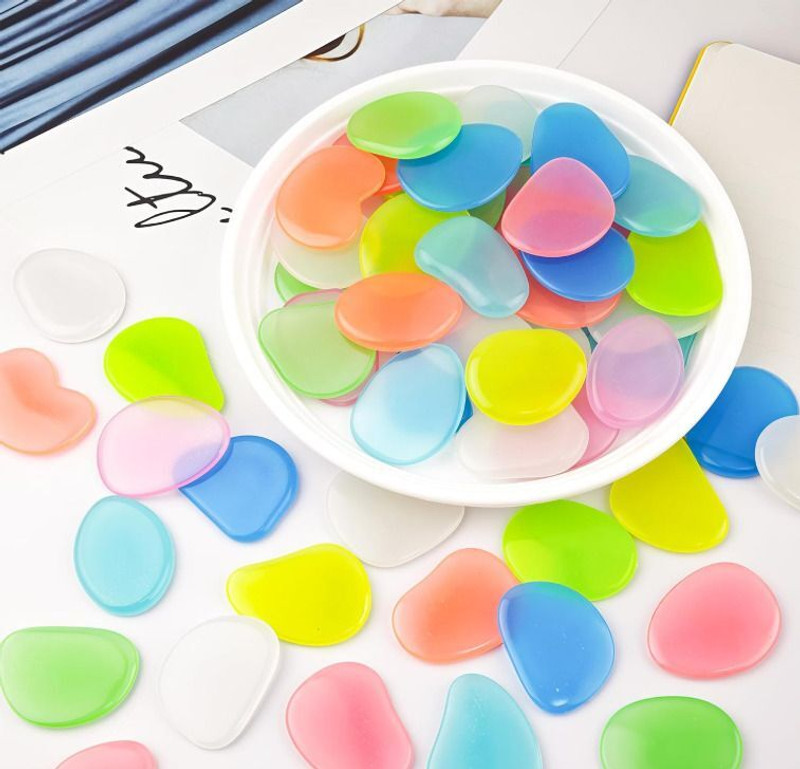 MAPESTAR Radiam Glow in Dark Stone Reguler Round Plastic Stone (200 Pices) Polished Angular Plastic Stone(Multicolor 200 Pieces)