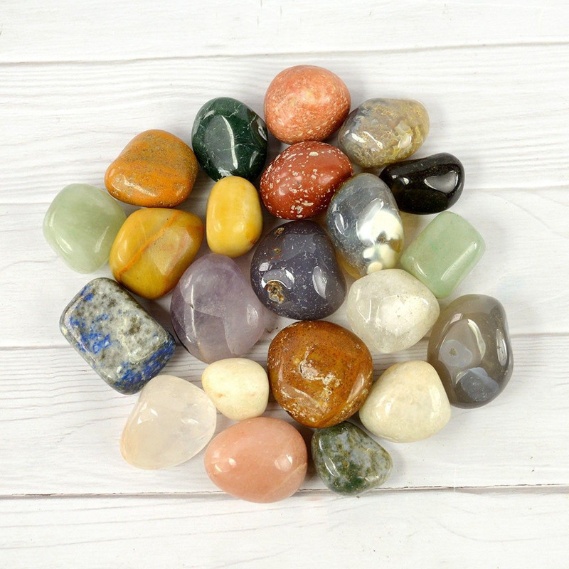 REIKI CRYSTAL PRODUCTS 100% Natural Crystal New-84-Mix Tumble Stone-Tumble-stone-200gm Regular Asymmetrical Crystal Stone(Multicolor 200 g)