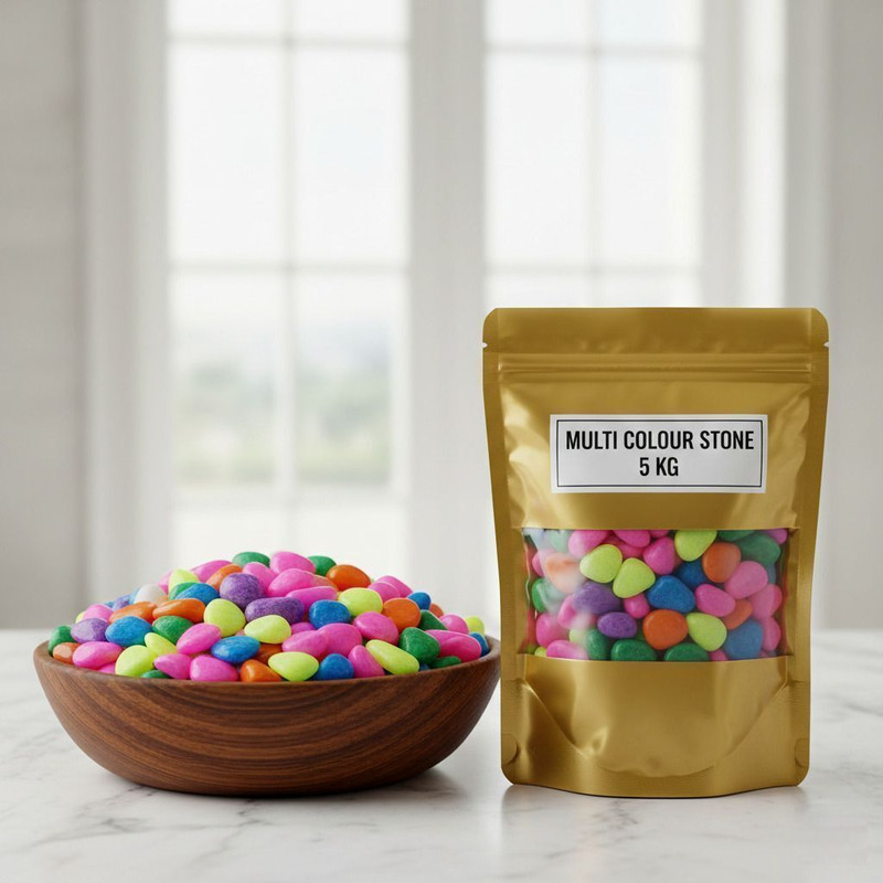 SMAB Multicolor Decorative Pebbles 5Kg for Aquarium, Garden Home Decor DIY TRENDING Polished Asymmetrical, Oval Marble Pebbles(Multicolor 5 kg)
