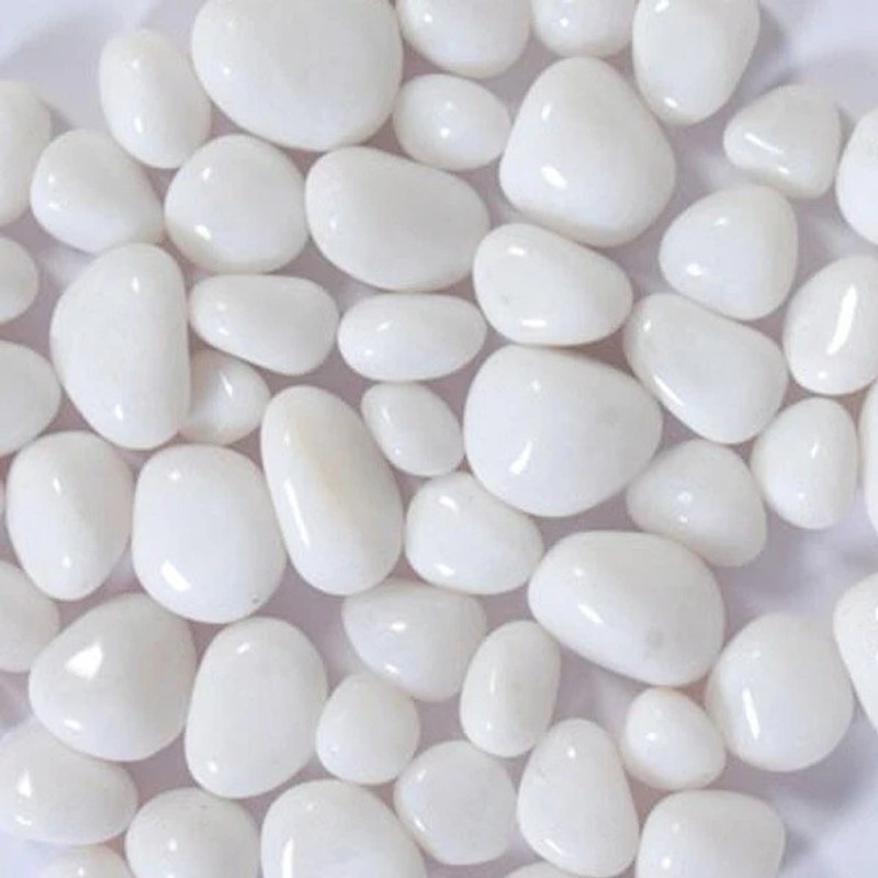 WAMUS 960 Gram Asymmetrical Polished WHITE Pebbles for Aquarium/Decoration/Garden/Table Vase Polished Asymmetrical Marble Pebbles(White 960 g)