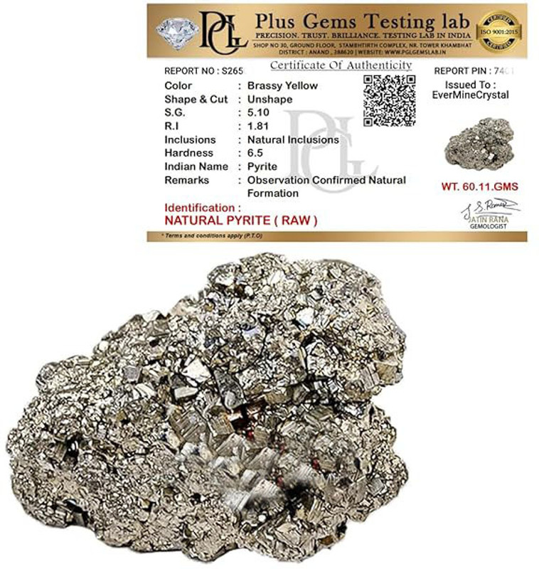 Fikup Pyrite Cluster Rough Stone for Reiki Healing, Vastu Correction Regular Asymmetrical Crystal Stone(Gold 30 g)