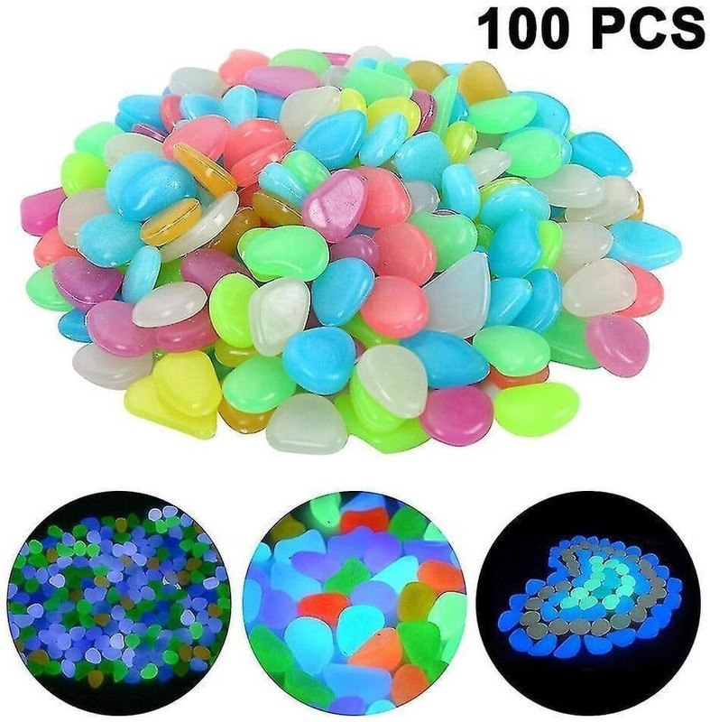 MadhuMall Multicolor Glow Stones (100 PCS) Radium Pebbles for Garden Walkway, Fish Tank Carved Angular Plastic Pebbles(Multicolor 100 Pieces)