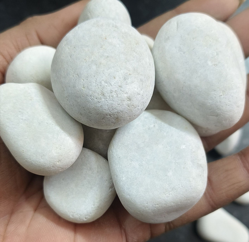 SKHOUSE SKM-SUPER WHITE-STONE Regular Round Marble Stone(White 2 kg)
