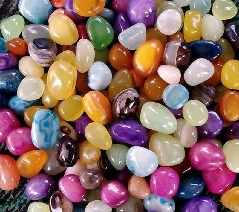 Colour Stone Glossy Shiny Polished Onyx Pebbles For Plant Pots Home Garden Decor- Multi, 500g Polished, Regular Angular, Asymmetrical, Round Onyx Pebbles(Multicolor 500 g)