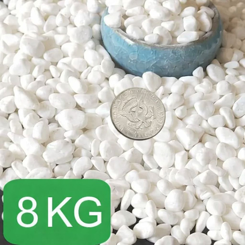AFAST 8 KG Polished White Pebble for Aquarium, Plant Pots & Home Garden Decoration Polished Asymmetrical Marble Pebbles(White 8 kg)