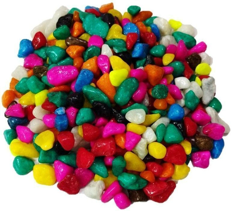 Colour Stone Decorative Ornamental River Rocks Tumbled Stone Pebbles Unplanted Substrate For Aquarium Vase Filler Plant Pots Home Garden & Landscape Decoration (Multi Colour, 500 grams) Regular Asymmetrical Marble Pebbles(Multicolor 500 g)