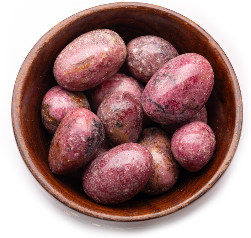 Plus Value rhodochrosite-tumbled-wooden-bowl Regular Oval Crystal Pebbles(Multicolor 300 g)