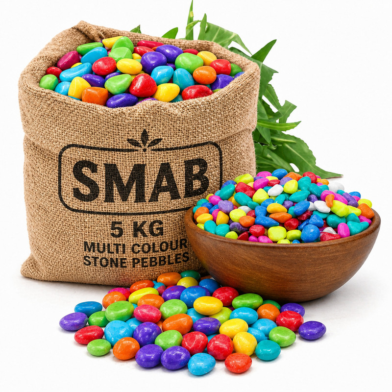 SMAB Model Number 5kg Multi Colored Polished Asymmetrical, Rectangular, Oval Marble Stone(Multicolor 5 kg)