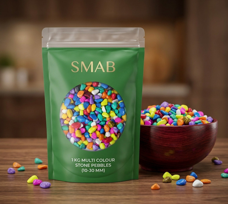 SMAB Multi Colour Stone Pebbles 5 Kg for Aquarium, Garden & Home Decor Polished Asymmetrical Marble Pebbles(Multicolor 5 kg)