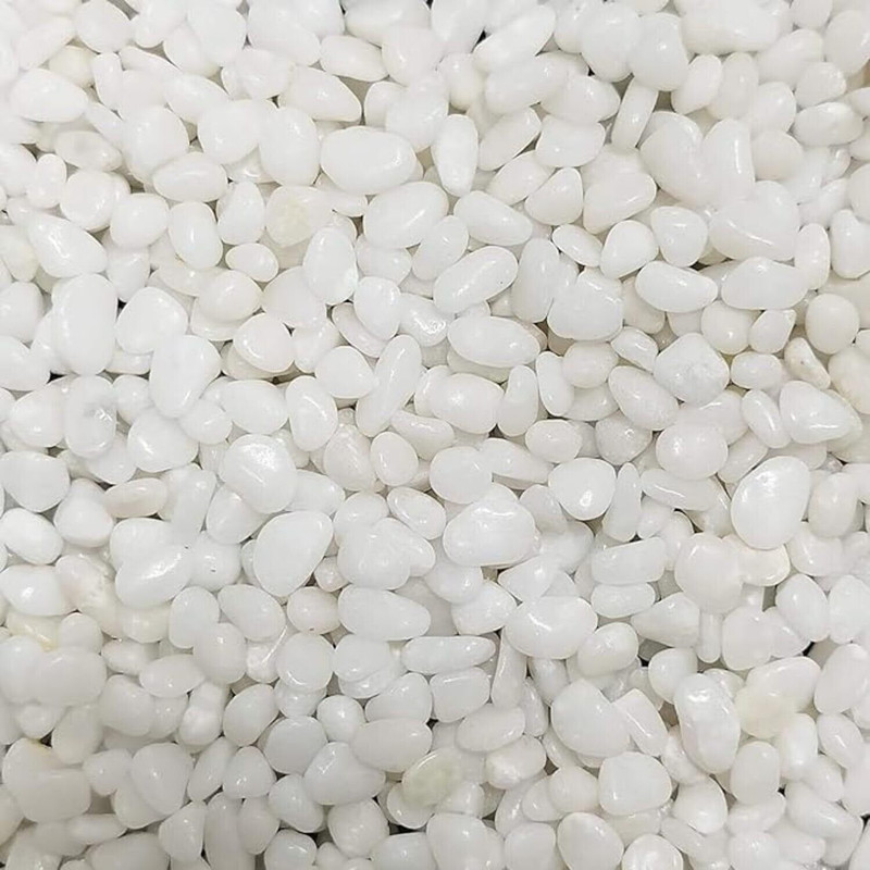 BHARGO Natural White Decorative Stone - 1 Kg Pack for Home & Garden Use Regular Asymmetrical Marble Pebbles(White 1 kg)