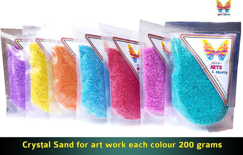 MASHKI Sand for Art and Craft Play Sand Assorted Colorful Crystal Shiny Sand Regular Asymmetrical Crystal Pebbles(Multicolor 200 g)