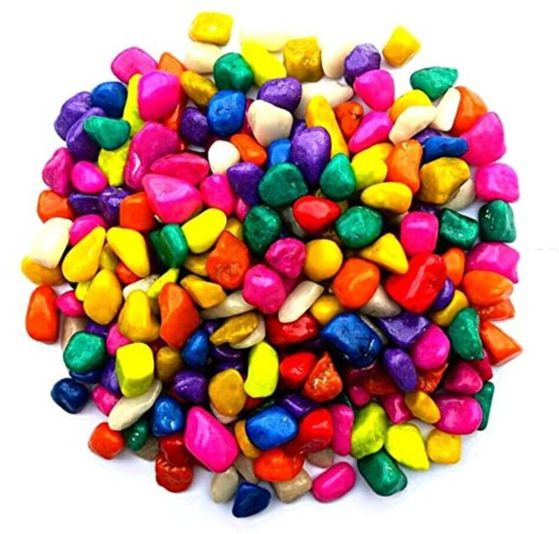 BHARGO 1Kg Multi-Color Mixed Decorative Stones & Pebbles Colour| Polished Asymmetrical Marble Pebbles(Multicolor 1 kg)
