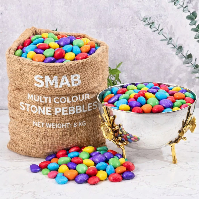 SMAB Premium Multi Colour Pebbles 8 KG for Plants Aquarium Home Decor Stones Polished Asymmetrical Marble, Rock, Granite Pebbles(Multicolor 8 kg)