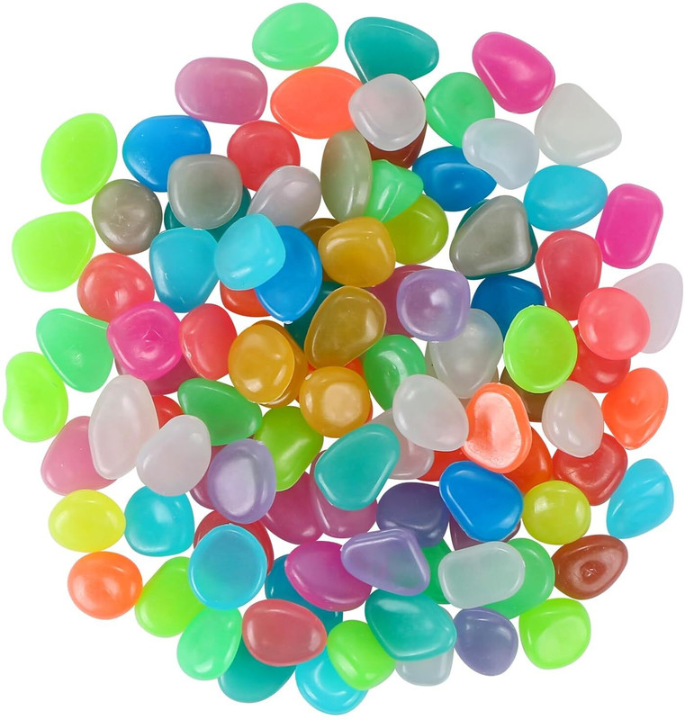 Mahir 100Pcs Luminous Stones Glow in The Dark Regular Angular, Asymmetrical, Oval, Rectangular, Round, Square Rock Stone(Multicolor 100 Pieces)