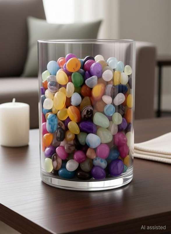 RKPEBBLO opple multicor Pebbles for home decoration Regular Oval Fire Glass Pebbles(Multicolor 400 g)