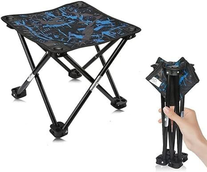 JUPREV Camping Folding Stool Portable Travel Seat 1Pc Chair(Black)