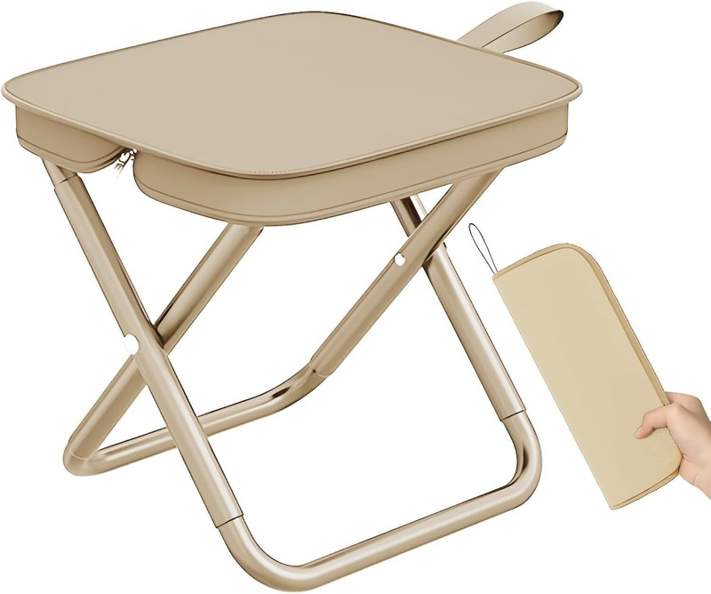 Kapish global Mini Camp Stool Portable Folding Chair, Lightweight Outdoor Stool for Travel Chair(White)