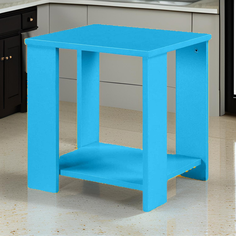 Hindwood Side Table|End Table |Wooden Table for Living Room, Bedroom Living & Bedroom Stool(Blue, Pre-assembled)