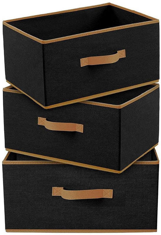 RAXSH Large Foldable Drawer Storage Box for Clothes Drawer & Shelf Organizer Box for Home, Bedroom & Closet Drawer-Black(Black)