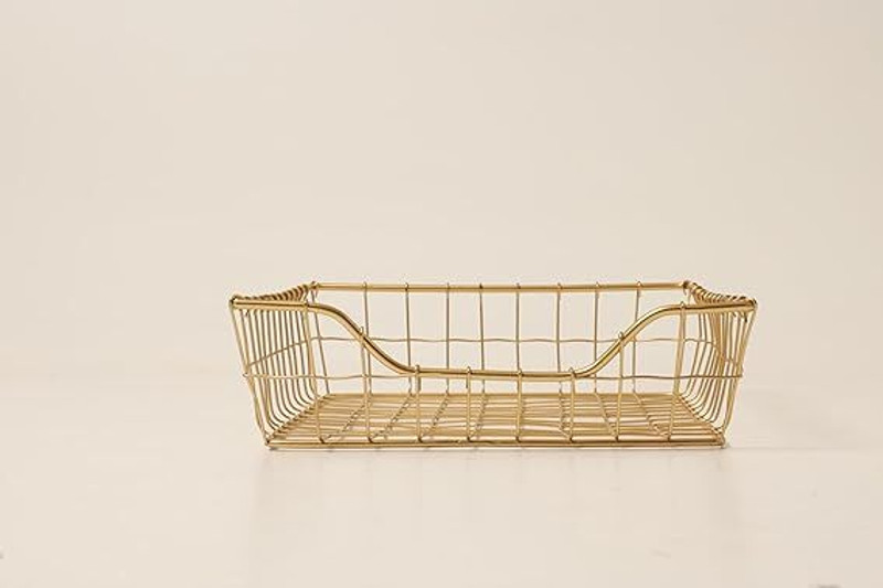 TrendsGalaxy Iron TRENDS GALAXY GOLDEN WIRE BASKET FOR INDOOR USE Storage Basket(Pack of 1)