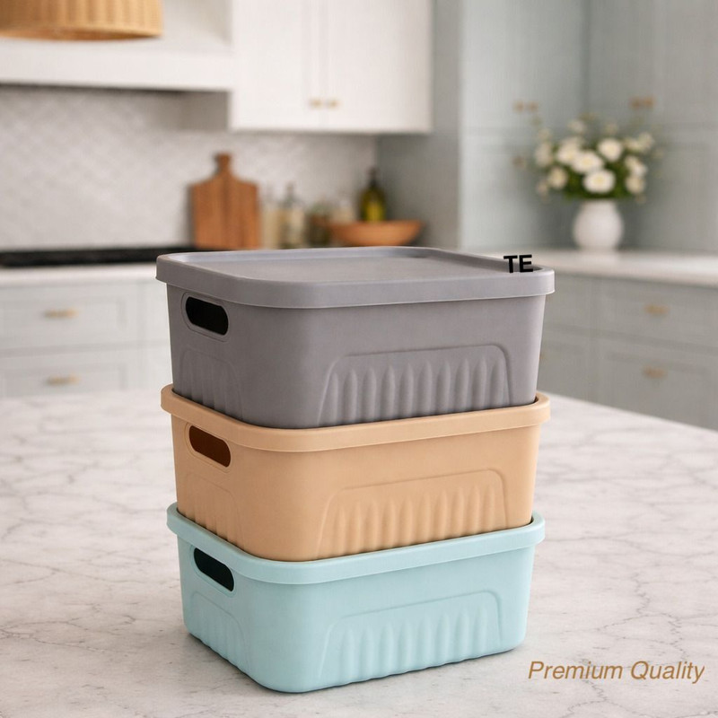 TRINETRA ENTERPRISE Plastic Premium Matte Finish Storage Basket Set | Durable Plastic Home Organizer Storage Basket(Pack of 3)