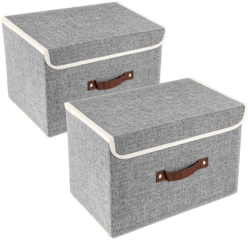 Fairy Choice Nylon Multipurpose Foldable Storage Basket For Clothes, and Books (Grey) Storage Basket(Pack of 2)