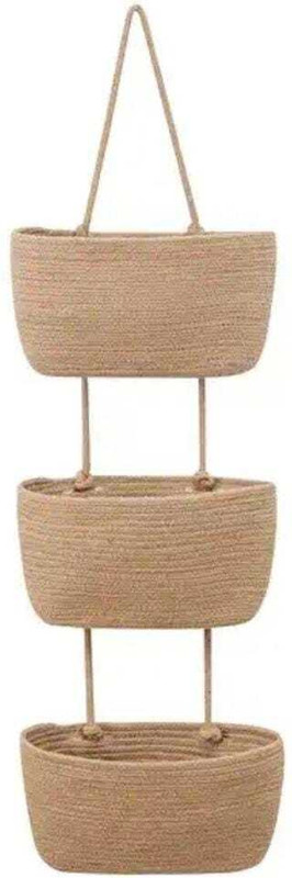 DYARCHY Cotton hanging storage basket (beige) Storage Basket(Pack of 3)