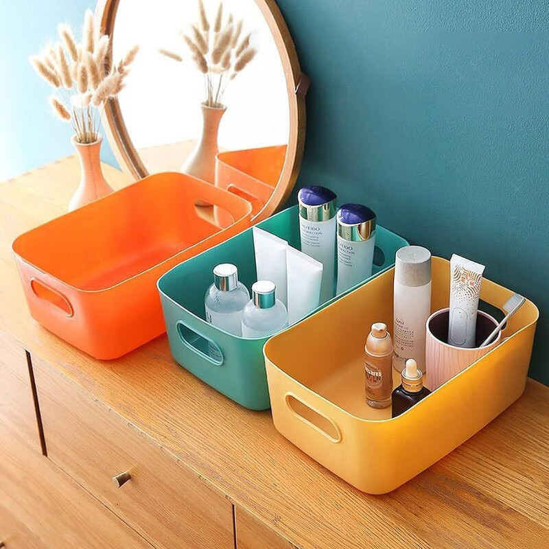 Wolpin Plastic Storage Basket Multipurpose Colorful for Kitchen & Home Organiser Box Storage Basket(Pack of 3)