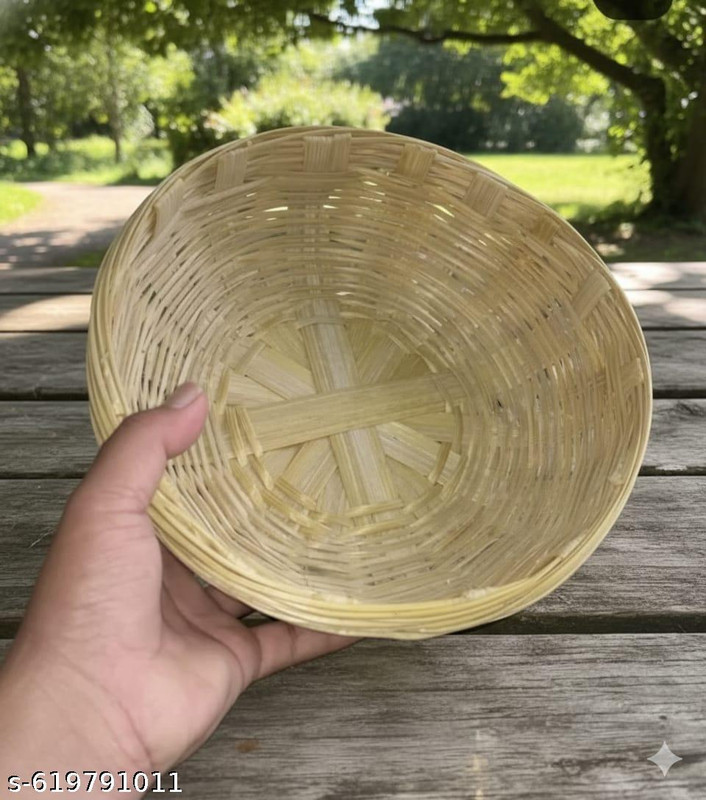 umangmall Bamboo Handmade Bamboo Woven Bowl Storage Basket(Pack of 1)