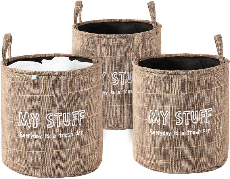 HOMESTIC Cotton, Jute Pack of 5 Versatile Drawer Storage Basket with Handle | GM-24-DBRN | Grey Storage Basket(Pack of 5)