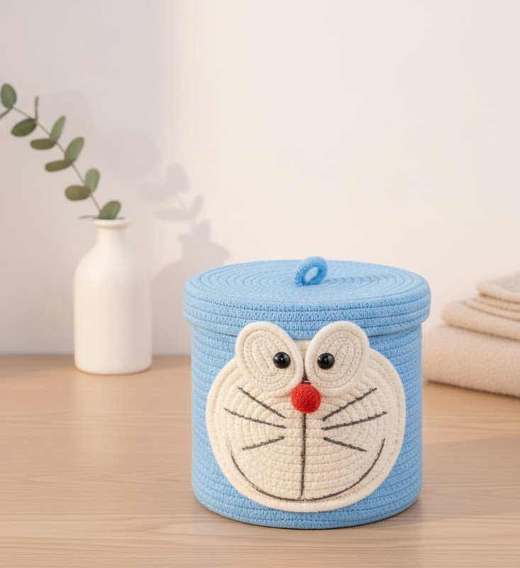 Reasonable Cotton Versatile Basket for kids Organiser Cute Kids Basket storage basket with lid Storage Basket(Pack of 1)